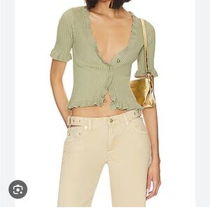 Lovers + Friends Olive Ribbed Crop Top